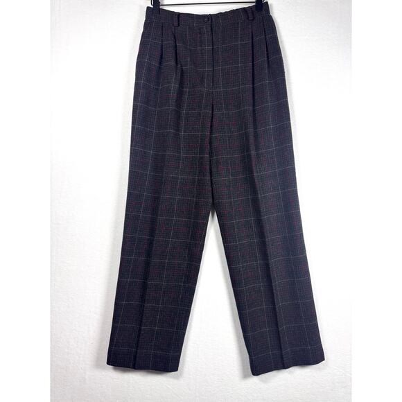 VINTAGE PENDLETON Womens Plaid Gray Red Printed 100% Virgin Wool Pant Size 10P - Picture 1 of 5